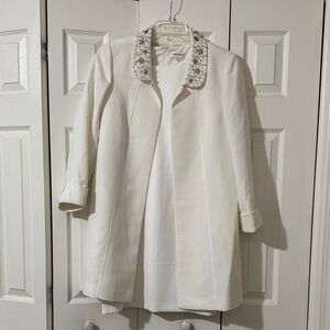 Calvin Klein Ivory Cape & Dress with Embellished Collar